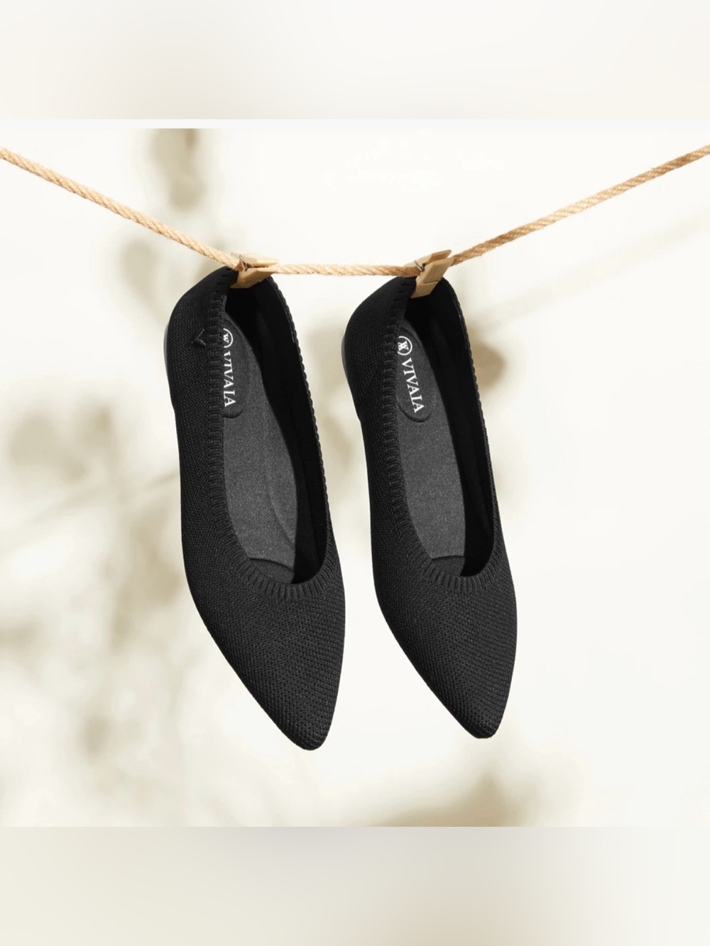 Vivaia Pointed-Toe Ballet Flats (Aria 5°)- Black- 7.5